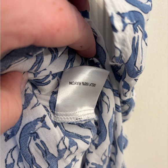 Jane and Delancey Fox Pattern Button Down Shirt w Tie Front Women’s Large - Picture 9 of 10